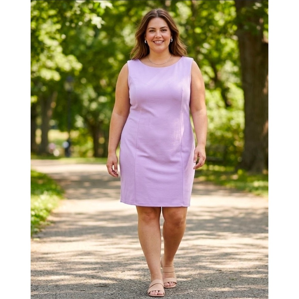 AGB Dress Womens 22W Lavender Purple Sleeveless Sheath Career Dress 3013U90